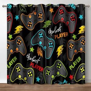 Jekeno Colorful Xbox Gamer Gamepad Blackout Grommet Curtains 2 Panels 42x63in